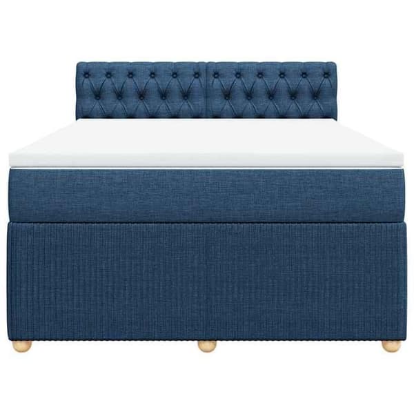 Maison Exclusive - Seng med lamelseng og madras Blå 140x200 cm Stof