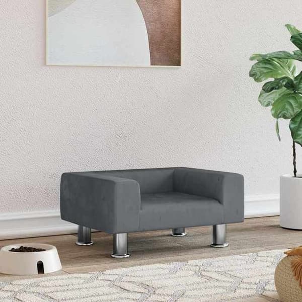 Maison Exclusive - Tummanharmaa koiranpeti 50x40x26,5 cm samettia mörkgrå