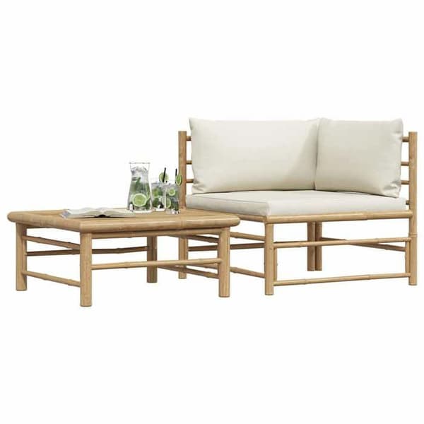 Maison Exclusive - Havegruppe 2 stk med cremehvide puder Bambus