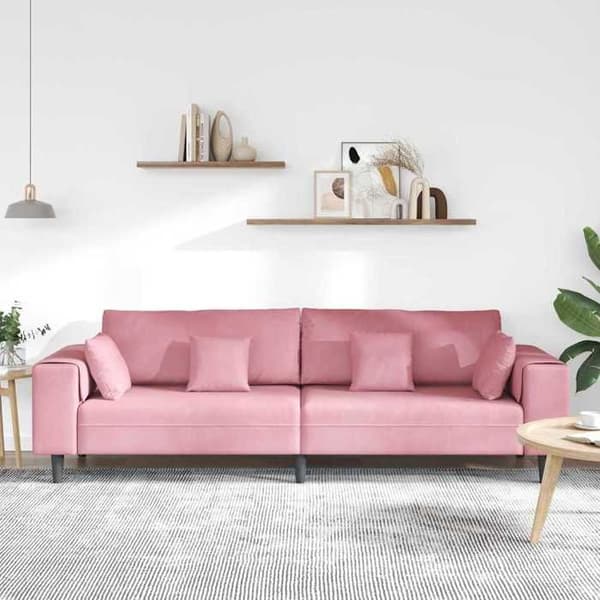 Kanapee - MAISON EXCLUSIVE - Maison Exclusive - 250 x 77 x 76 cm - Vaaleanpunainen - Premium-sametti Ros