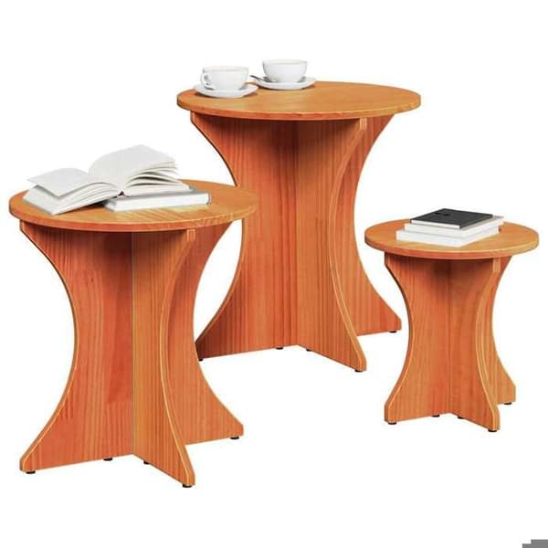 Maison Exclusive - Soffbord 3 st Brun vax 46 x 46 x 47 cm Brun lack