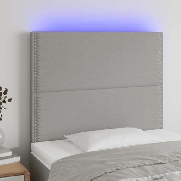 Maison Exclusive - LED-huvudgavel Ljusgrå 90x5x118/128 cm Tyg ljusgrått