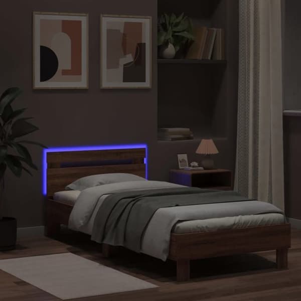 Sengestel - EKSKLUSIV HUS - 90 x 190 cm - RGB LED - Hovedgærde - Lameller inkluderet Ej specificerat