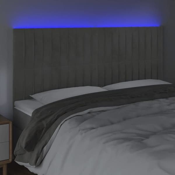 Maison Exclusive - LED-huvudgavel Ljusgrå 180x5x118/128 cm Sammet ljusgrått