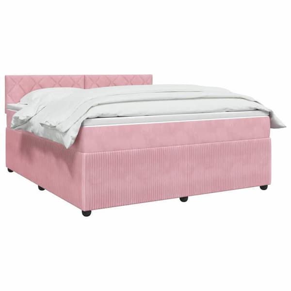 Maison Exclusive - Boxspring-sänky vaaleanpunaisella patjalla 160 x 200 cm Sametti