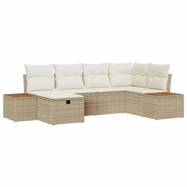 Maison Exclusive - Beige polyrottinkinen puutarhakalustesetti