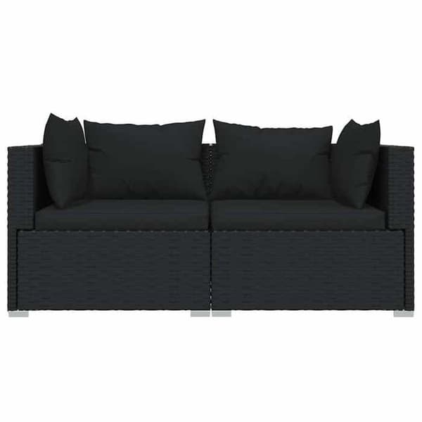 Maison Exclusive - Trädgårdsmöbler 3 delar med kuddar Svart flätad resin
