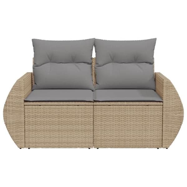 Maison Exclusive - Trädgårdsoffa med kuddar 2 platser beige flätad resin