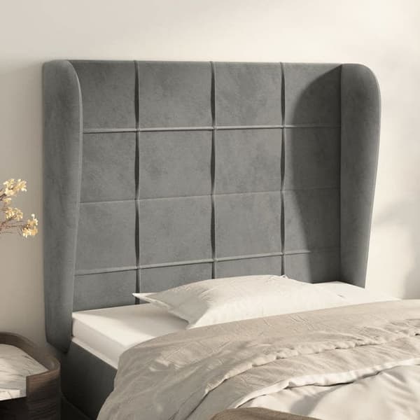 Maison Exclusive - Pääty, jossa korvat, Vaaleanharmaa 93x23x118/128 cm Sametti Ljusgrått