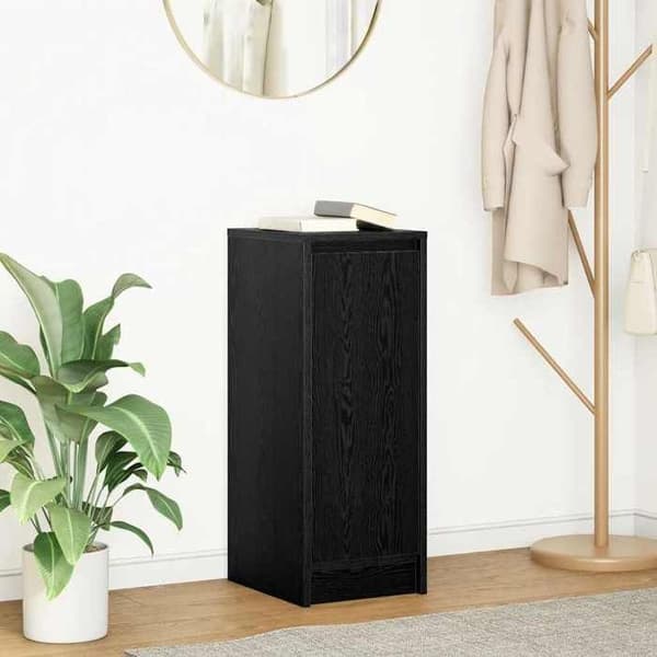 Maison Exclusive - Buffet i sort egetræ 29,5x34x76 cm ingeniørtræ