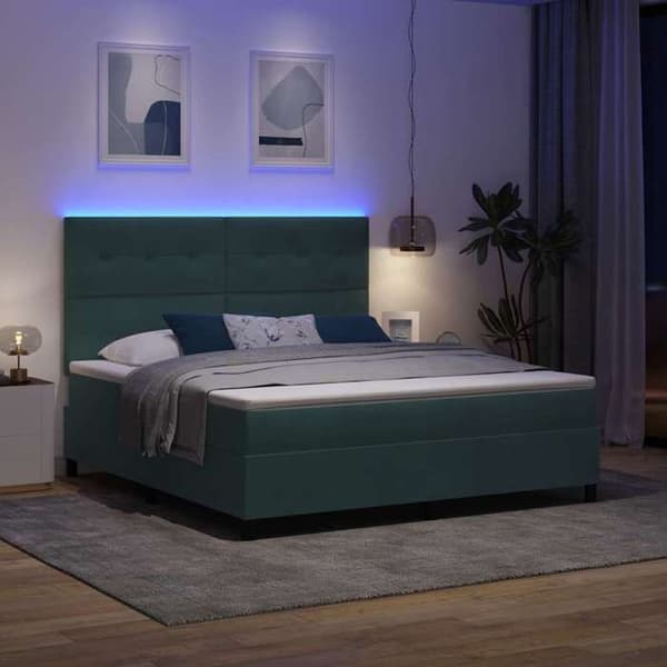 Maison Exclusive - LED-jousipatja Tummanvihreä 180 x 200 cm Sametti Mörkgrön