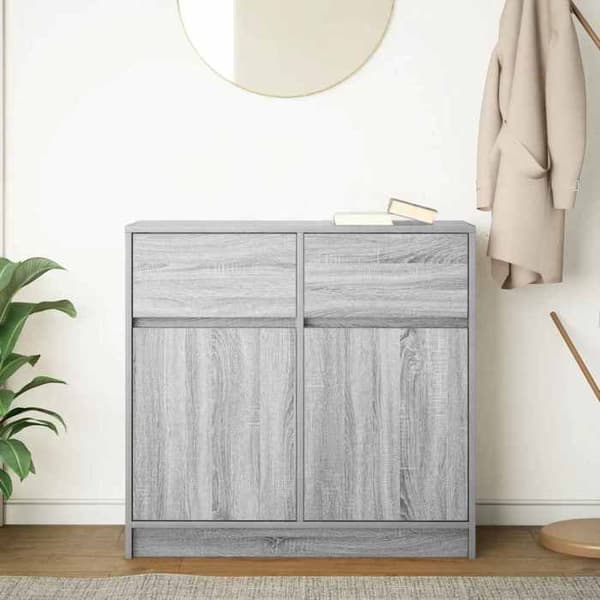 Maison Exclusive - Buffé med låda sonoma grå 80x34x76 cm ingenjörsträ Sonoma grå