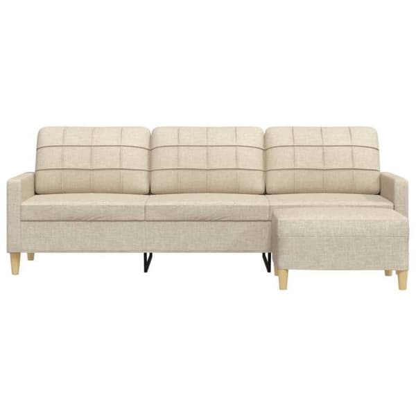 Maison Exclusive - 3-sitssoffa med fotpall Creme 210 cm Tyg Grädde