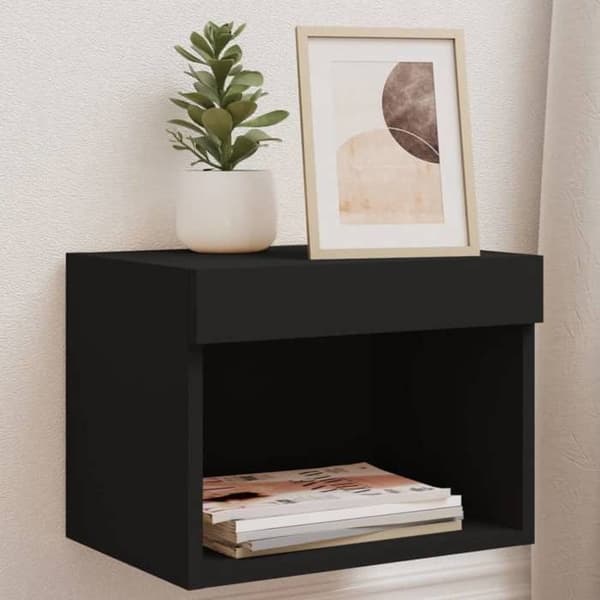 Maison Exclusive - Vægmonterede natborde med LED-lys 2 stk sort Svart