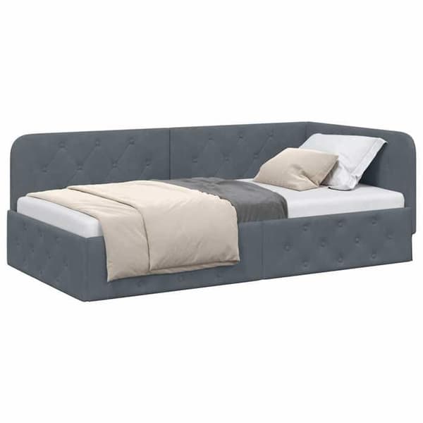 Maison Exclusive - Tummanharmaa kulmasänky 90 x 190 cm Sametti