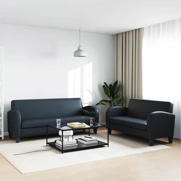 Maison Exclusive - Sæt af 2 sofaer i sort kunstlæder Svart