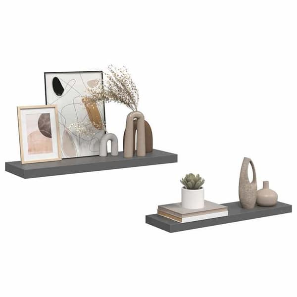 Maison Exclusive - Flydende væghylde 2 stk Grå glans 80x23,5x3,8 cm MDF