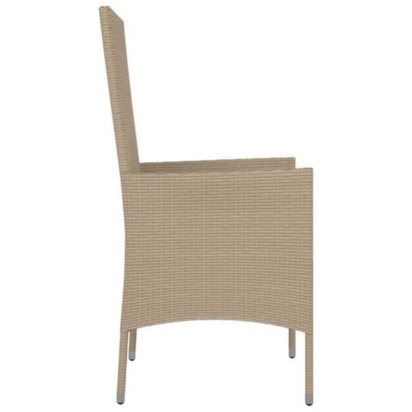 Trädgårdsstolar - EXKLUSIVT HEM - Set om 4 - Flätad resin - Stålram - Polstrade kuddar beige