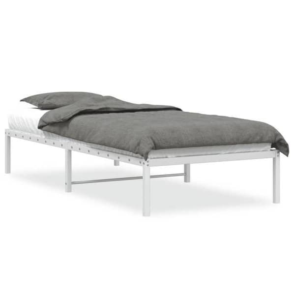 Sengestel - EKSKLUSIV HUS - 90 x 190 cm - Hvid metal - Lamelseng - Opbevaring under seng Vit