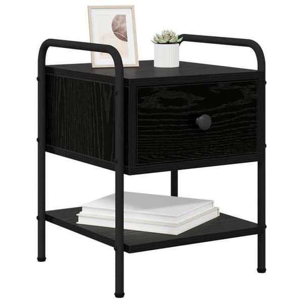 Maison Exclusive - Sängbord 2 st Svart ek Ingenjörsträ