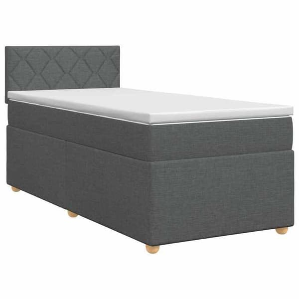 Maison Exclusive - Boxspring säng med madrass Mörkgrå 100 x 200 cm Tyg Mörkgrå