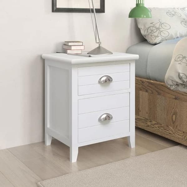 Maison Exclusive - Natbord 2 stk med 2 skuffer Hvid Vit