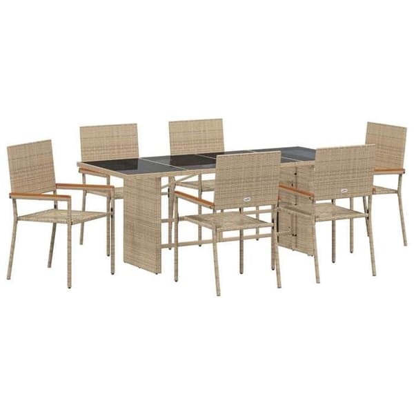 Maison Exclusive - 7 pc spisestue sæt til haven i beige polyrotin beige