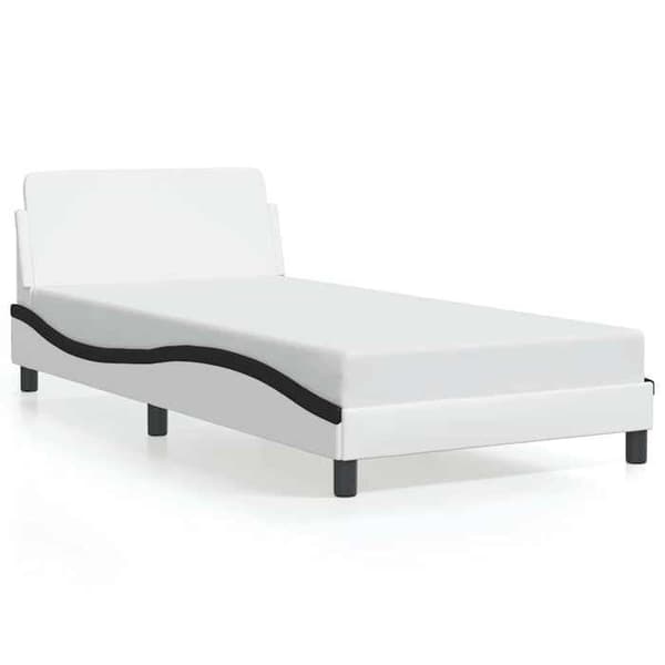 Maison Exclusive - Sängram Dover vit och svart 100x200 cm konstläder