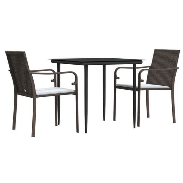 Maison Exclusive - Trädgårdsset 3 delar med kuddar i flätad resin och stål