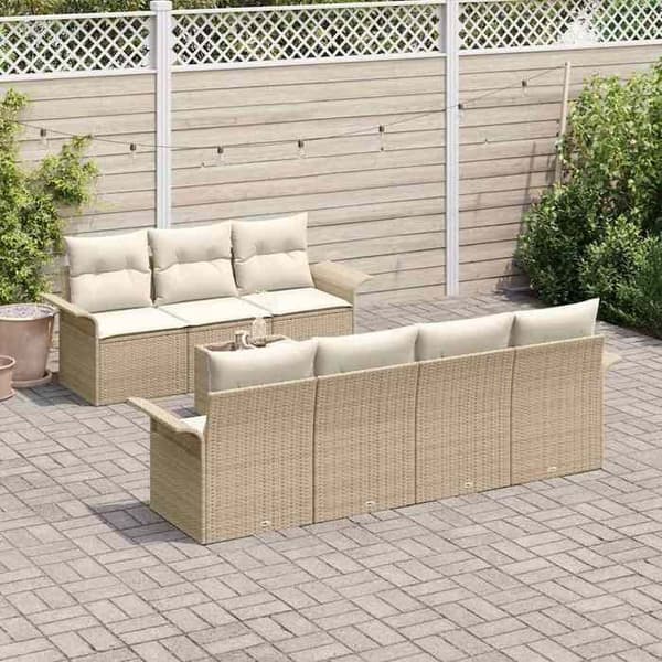 Maison Exclusive - 8-delars trädgårdsoff-set i beige polyrotting