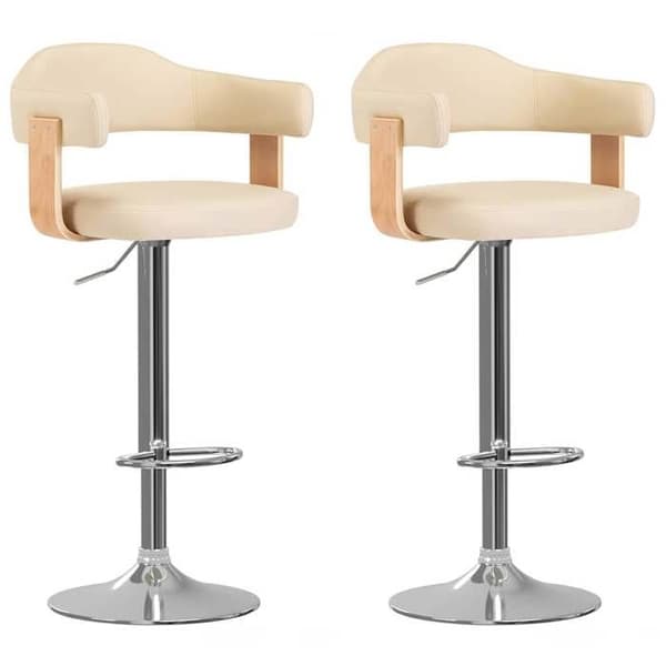 Maison Exclusive - Barstolar set om 2 krämfärgad böjd trä och konstläder