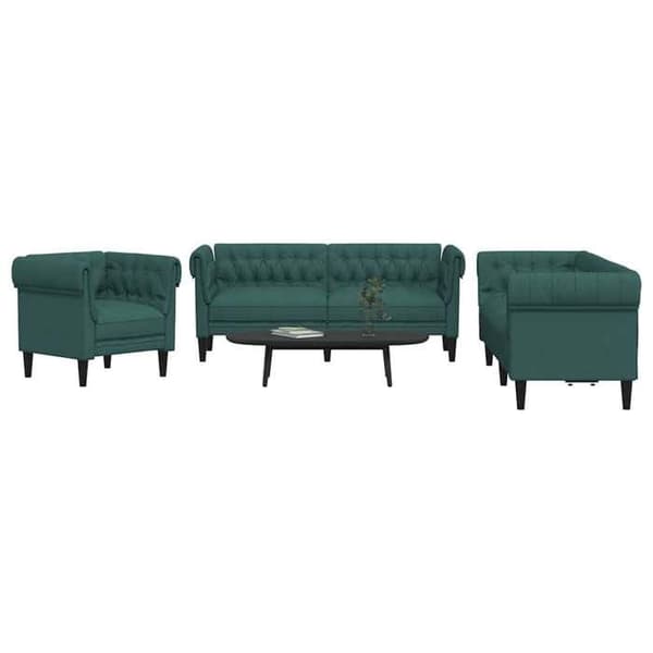 Maison Exclusive - Sæt af 3 sofaer mørkegrøn stof