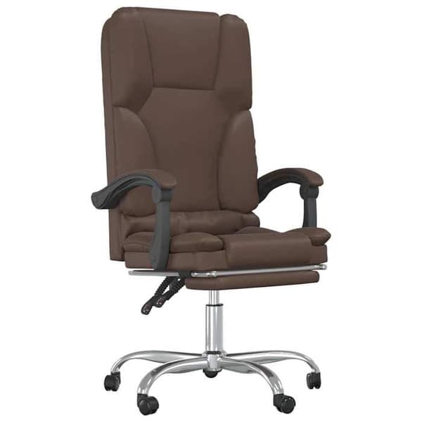 Kontorstol - EKSKLUSIV HUS - Kippelig - Brun Kunstlæder - USB Massage - 360° Drejelig brun