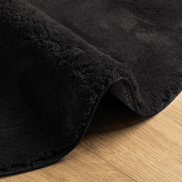 Maison Exclusive - HUARTE tæppe med bløde korte hår og vaskbart sort Ø 80 cm Svart