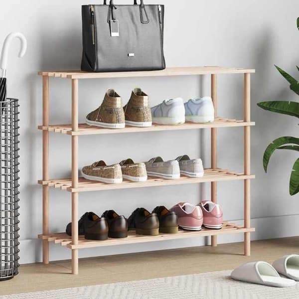 Maison Exclusive - Skorställ med 4 hyllor i solid granträ
