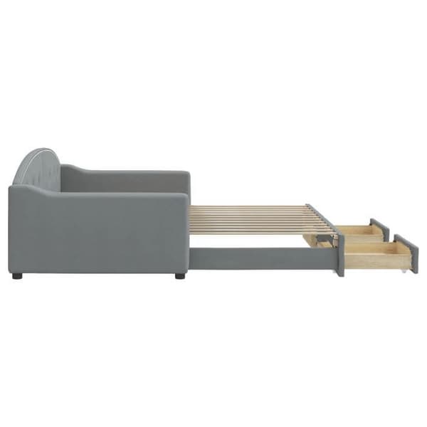 Seng i dag - EKSKLUSIV HUS - 100x200 cm - Sovesofa - 2 skuffer - Grå stof
