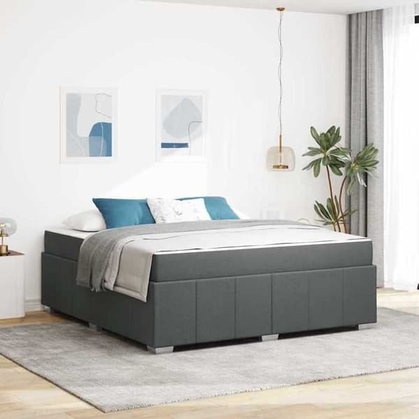 Maison Exclusive - Sängram med madrass Mörkgrå 180 x 200 cm tyg Mörkgrå