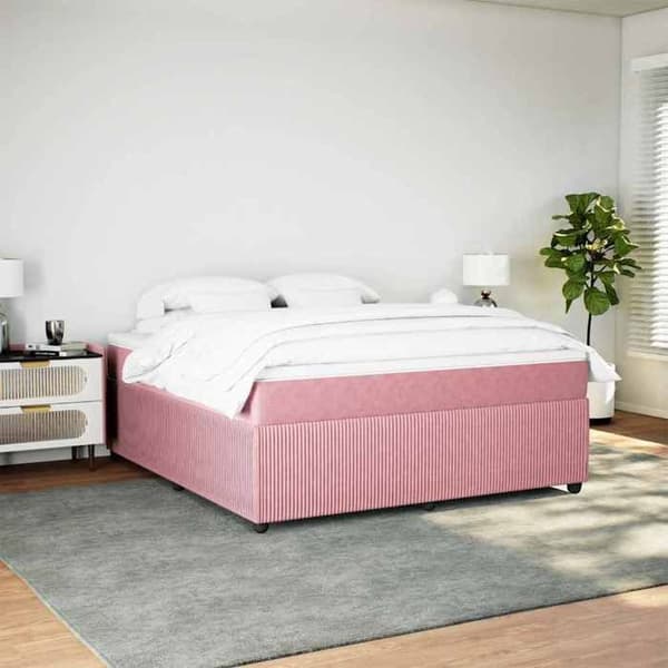 Maison Exclusive - Sängyn laudat ja vaaleanpunainen patja 180x200 cm Sametti