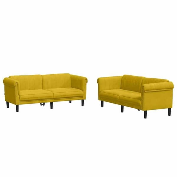 Maison Exclusive - 2 kpl keltaista samettisohvaa