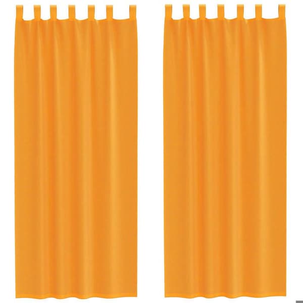 Verho - MAISON EXCLUSIVE - lenkeillä - Oranssi - 140x260 cm - 100% polyesteri - 2 kappaletta Apelsin