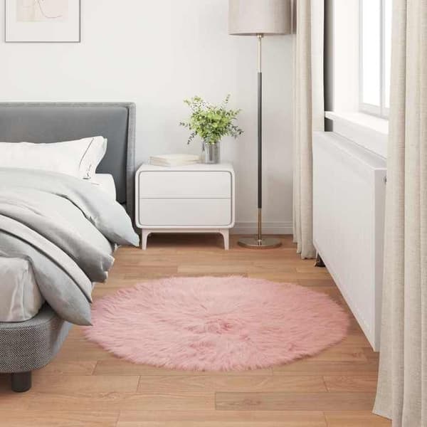 Maison Exclusive - Fusk TAFALLA Matta Rosa Ø 80 cm Polyester