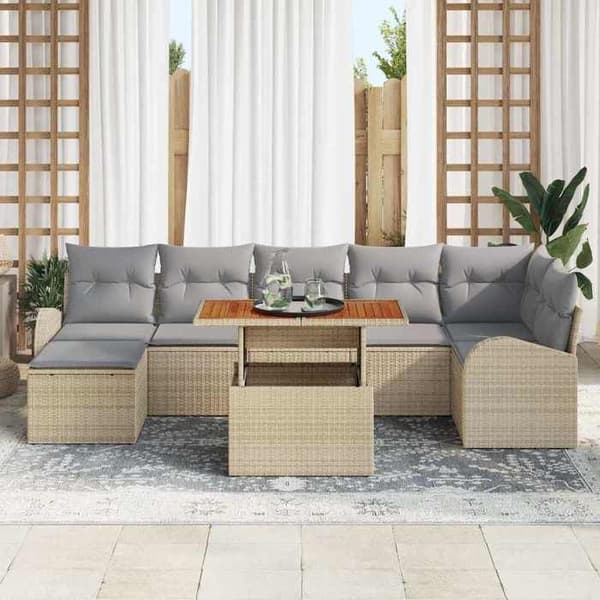 Maison Exclusive - 8 osan beige ja vaaleanharmaa puutarhakalustesarja