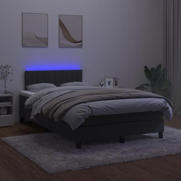 Maison Exclusive - Sengebund med lameller og madras samt LED Sort 120x200 cm