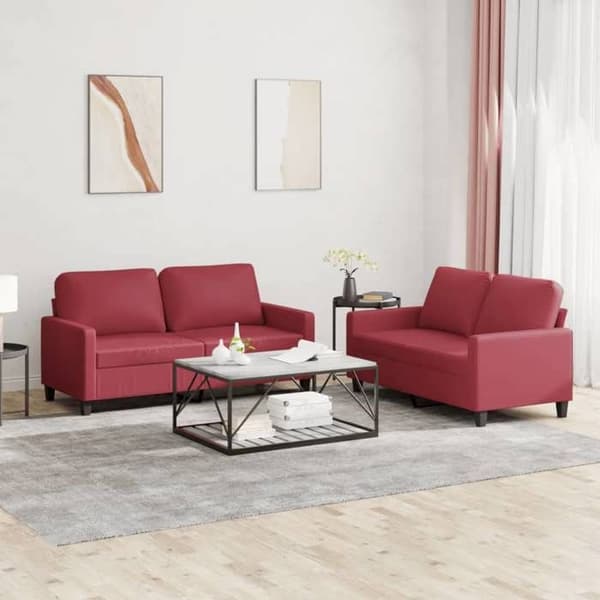 Maison Exclusive - 2 kpl sohvasetti ja tyynyt Bordeaux-nahkaa