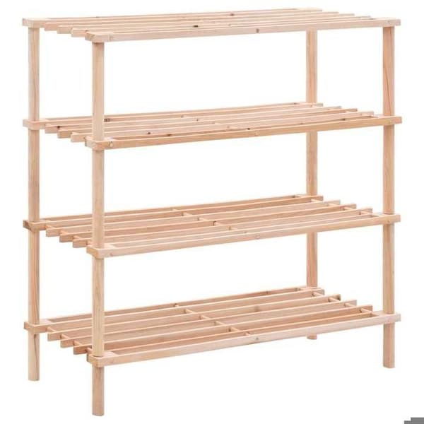 Maison Exclusive - Skorställ med 4 hyllor i solid granträ