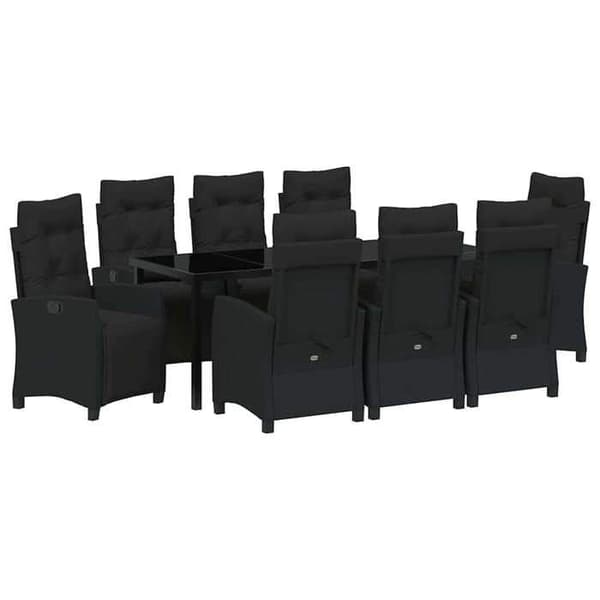 Maison Exclusive - 9 pc have spisebordssæt i sort polyrotin Svart