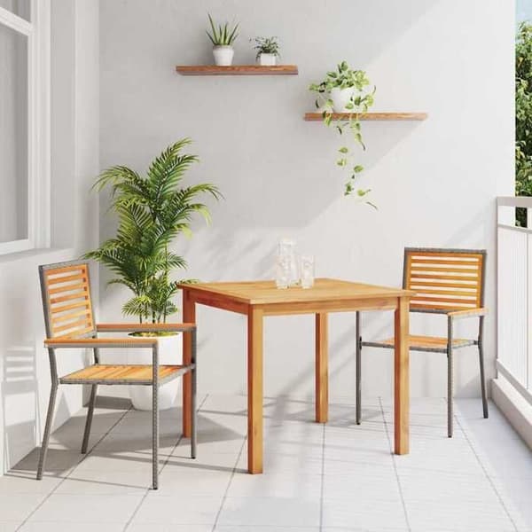 Maison Exclusive - 3 osan ruokailuryhmä puutarhaan Harmaa