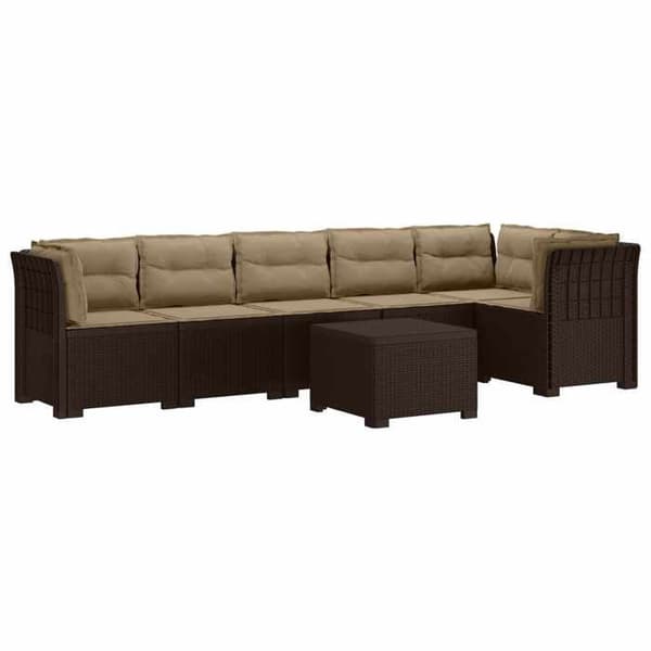Havemøbel sæt 6 pladser - MAISON EXCLUSIVE - Rattan look - Puder - Holdbart polypropylen - Brun brun