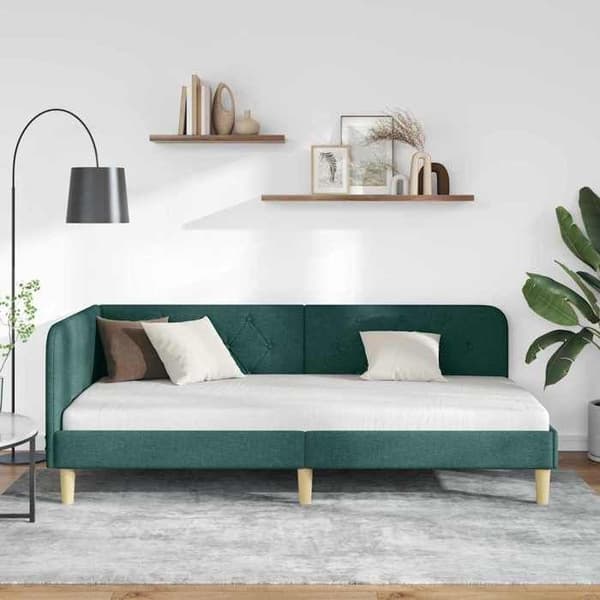 Maison Exclusive - Mørkegrøn hjørneseng 90 x 200 cm stof