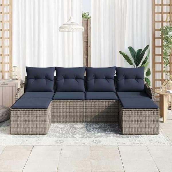 Utomhussoffa - EXKLUSIVT HUS - Modulärt set - Poly rattan - Grå - Väderbeständig